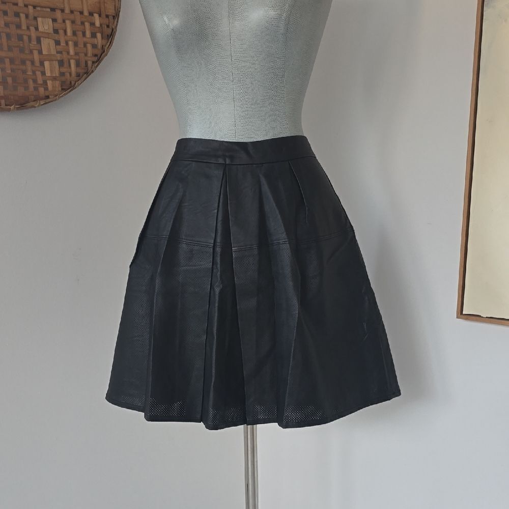 Harve Bernard | Faux Leather Pleated Skirt